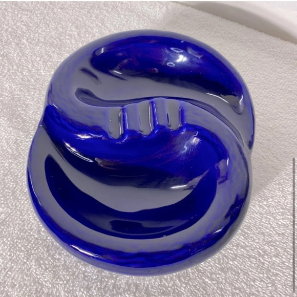 Vintage MCM Blue  Ceramic Ashtray Trinket Dish - Picture 4 of 13